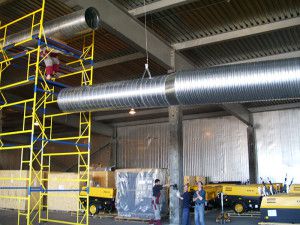 levage d'une section de conduits d'air circulaires