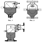 Figure 1 - purgeur d'air à action continue, figure 2 - effet variable, figure 3 - double effet.